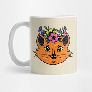 Vintage Style Cute Floral Cat Mug